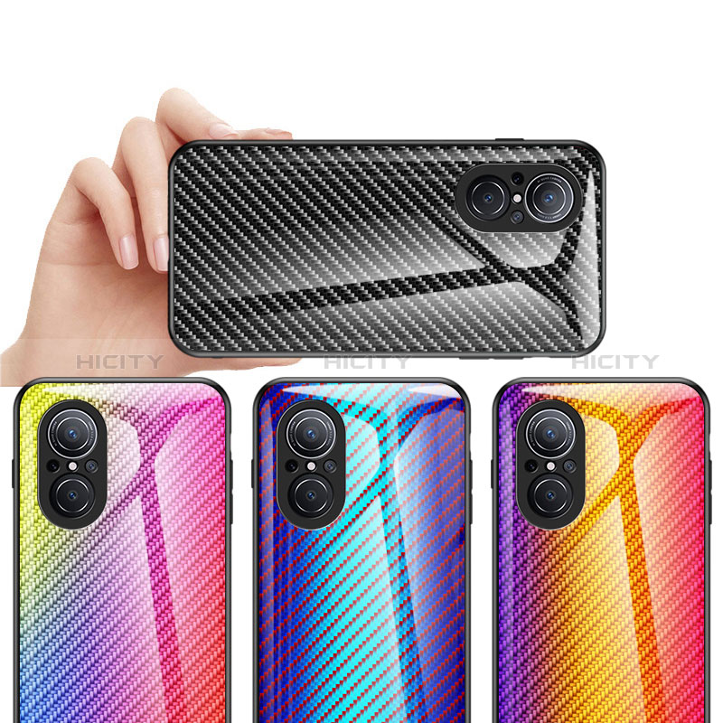 Silikon Schutzhülle Rahmen Tasche Hülle Spiegel Farbverlauf Regenbogen LS2 für Huawei Nova 9 SE groß