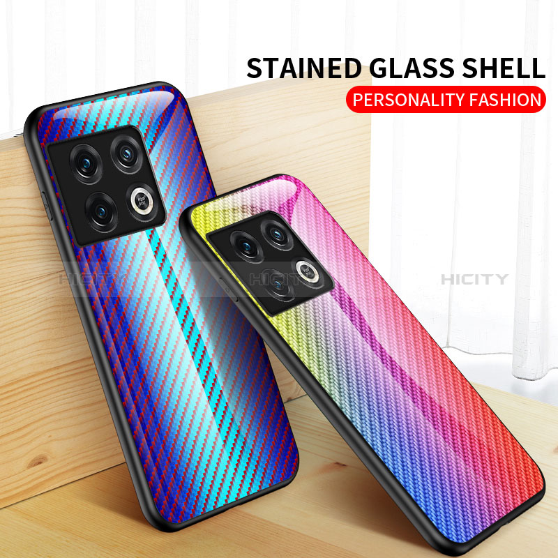 Silikon Schutzhülle Rahmen Tasche Hülle Spiegel Farbverlauf Regenbogen LS2 für OnePlus 10 Pro 5G groß