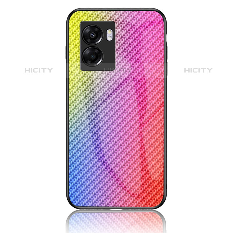 Silikon Schutzhülle Rahmen Tasche Hülle Spiegel Farbverlauf Regenbogen LS2 für OnePlus Nord N300 5G Rosa Plus