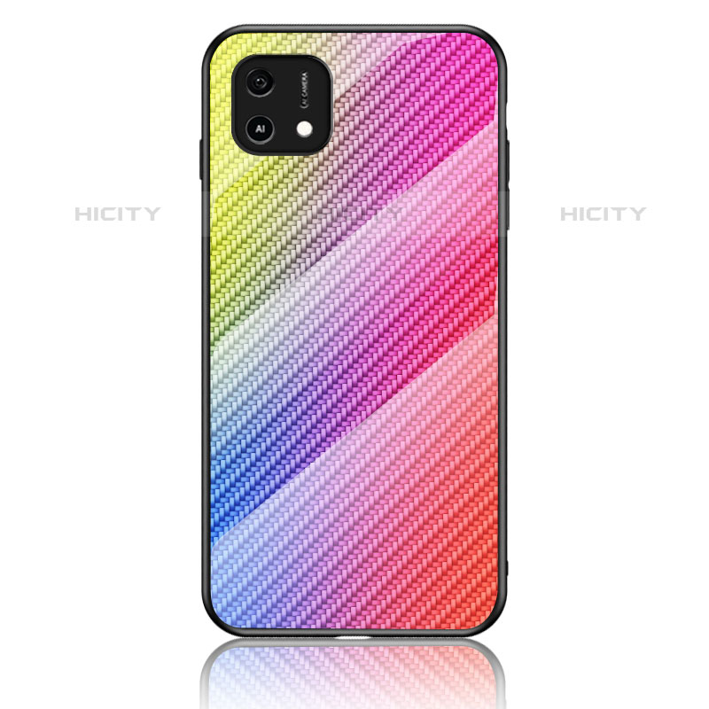 Silikon Schutzhülle Rahmen Tasche Hülle Spiegel Farbverlauf Regenbogen LS2 für Oppo A16e groß