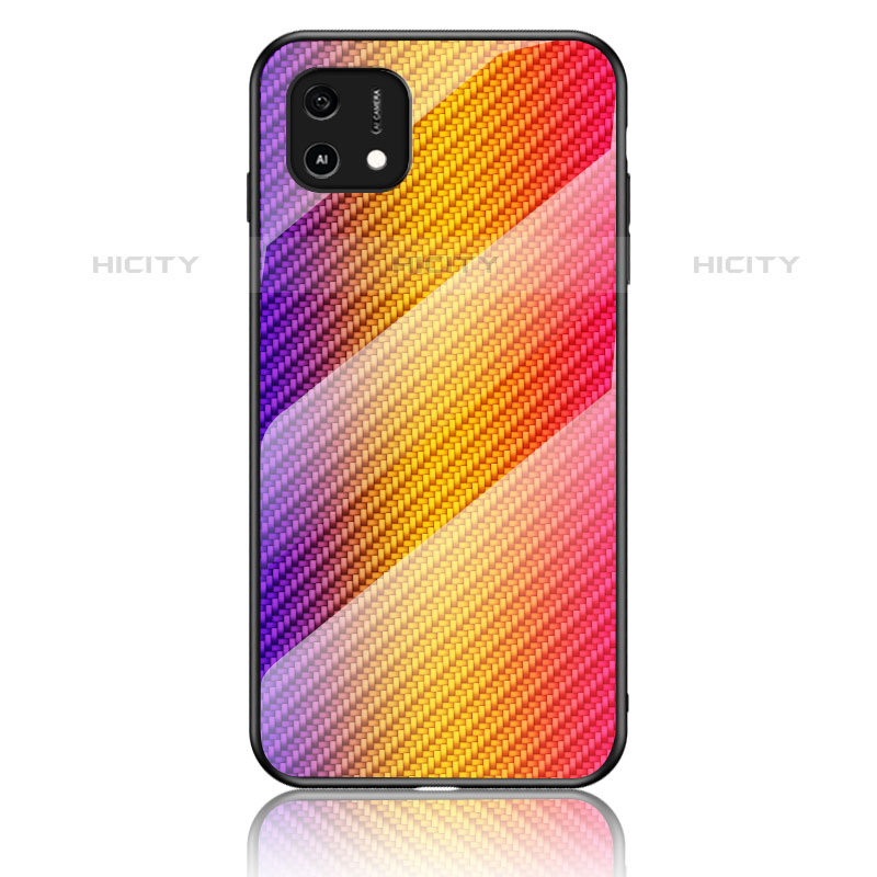 Silikon Schutzhülle Rahmen Tasche Hülle Spiegel Farbverlauf Regenbogen LS2 für Oppo A16e Orange