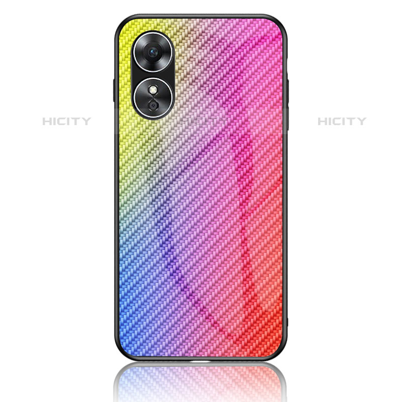 Silikon Schutzhülle Rahmen Tasche Hülle Spiegel Farbverlauf Regenbogen LS2 für Oppo A17