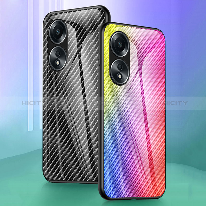 Silikon Schutzhülle Rahmen Tasche Hülle Spiegel Farbverlauf Regenbogen LS2 für Oppo A18