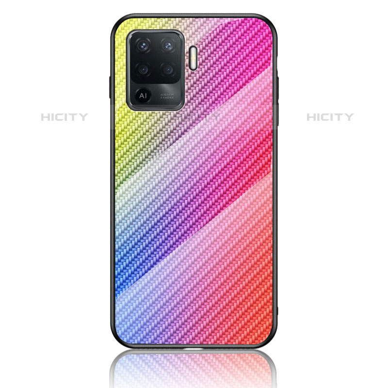 Silikon Schutzhülle Rahmen Tasche Hülle Spiegel Farbverlauf Regenbogen LS2 für Oppo A94 4G