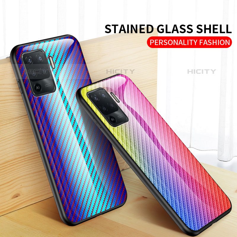 Silikon Schutzhülle Rahmen Tasche Hülle Spiegel Farbverlauf Regenbogen LS2 für Oppo A94 4G groß