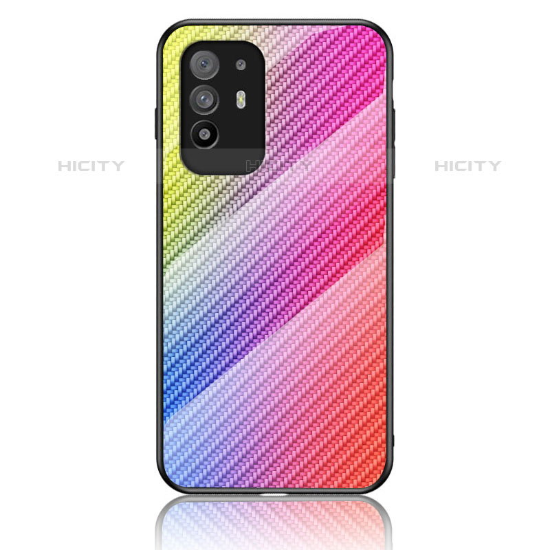 Silikon Schutzhülle Rahmen Tasche Hülle Spiegel Farbverlauf Regenbogen LS2 für Oppo A94 5G groß