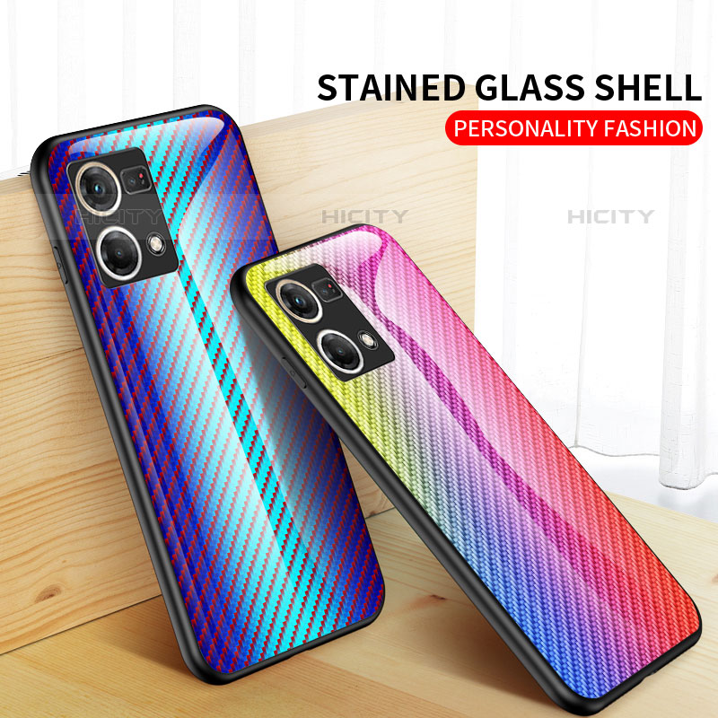 Silikon Schutzhülle Rahmen Tasche Hülle Spiegel Farbverlauf Regenbogen LS2 für Oppo F21 Pro 4G groß