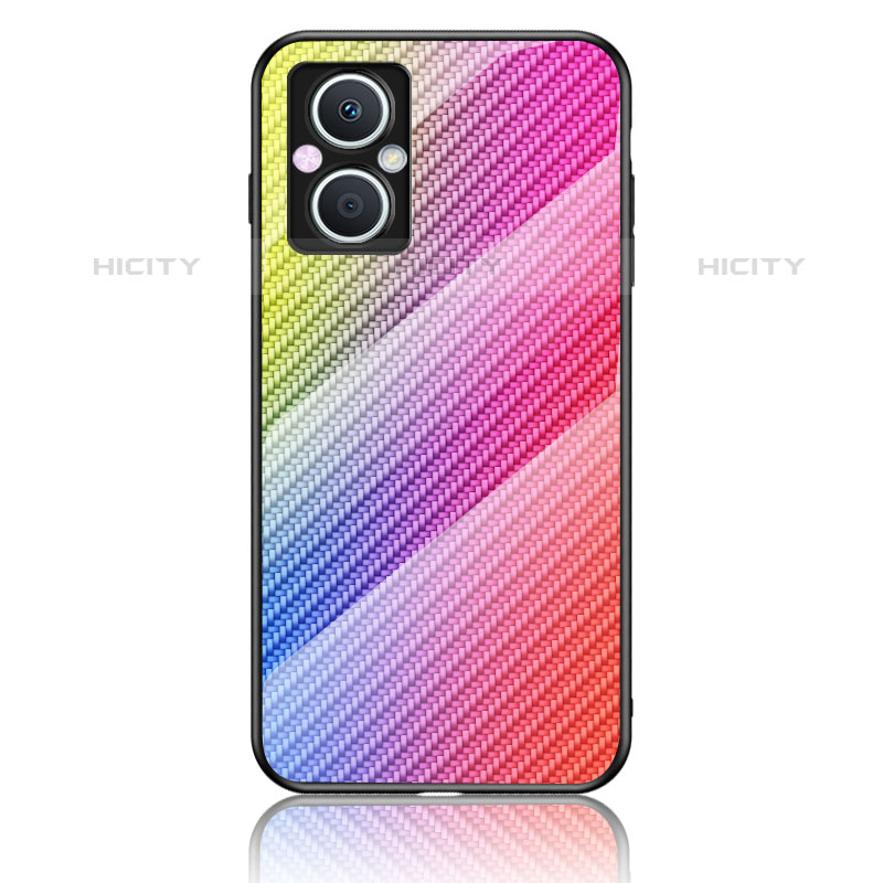 Silikon Schutzhülle Rahmen Tasche Hülle Spiegel Farbverlauf Regenbogen LS2 für Oppo F21 Pro 5G