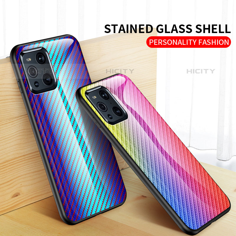 Silikon Schutzhülle Rahmen Tasche Hülle Spiegel Farbverlauf Regenbogen LS2 für Oppo Find X3 Pro 5G groß