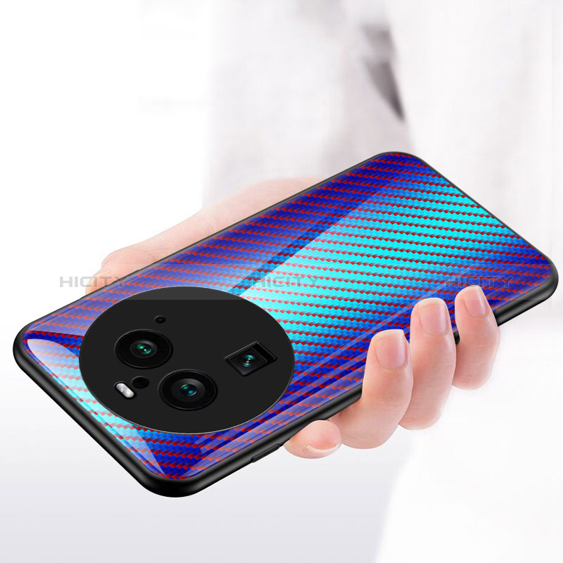 Silikon Schutzhülle Rahmen Tasche Hülle Spiegel Farbverlauf Regenbogen LS2 für Oppo Find X6 5G