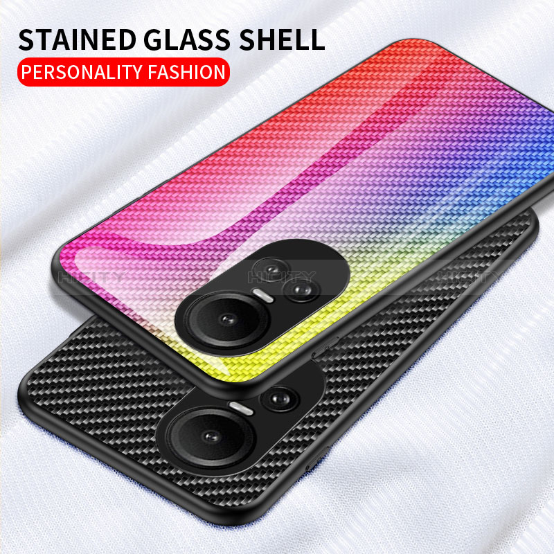 Silikon Schutzhülle Rahmen Tasche Hülle Spiegel Farbverlauf Regenbogen LS2 für Oppo Reno10 Pro 5G groß