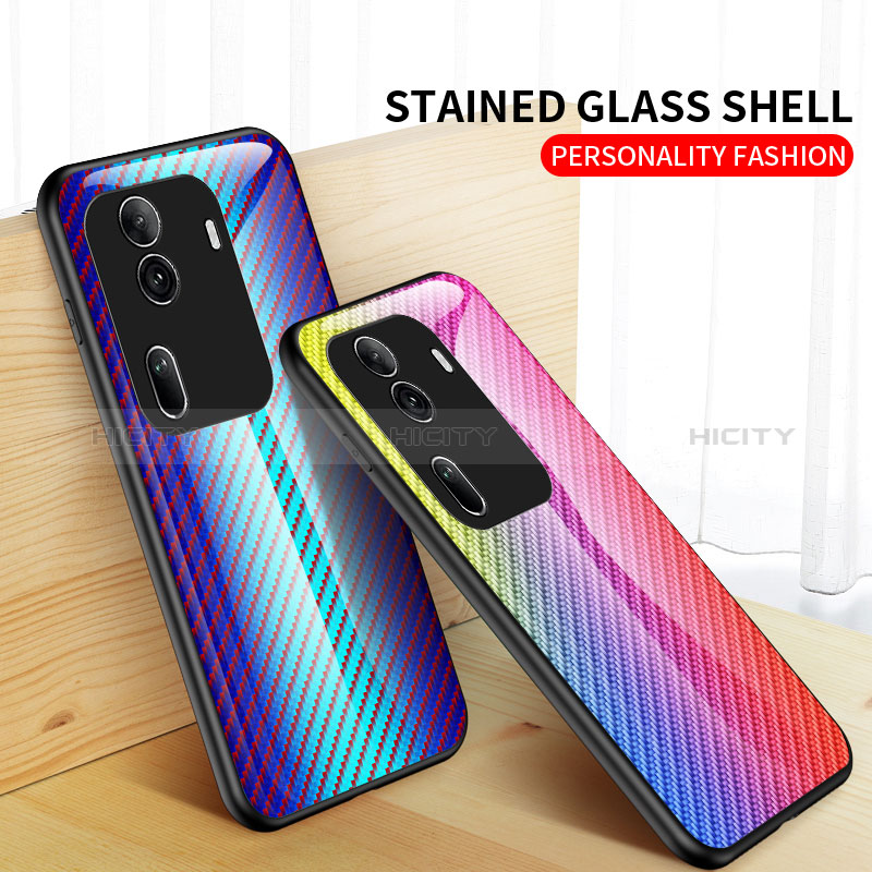 Silikon Schutzhülle Rahmen Tasche Hülle Spiegel Farbverlauf Regenbogen LS2 für Oppo Reno11 Pro 5G