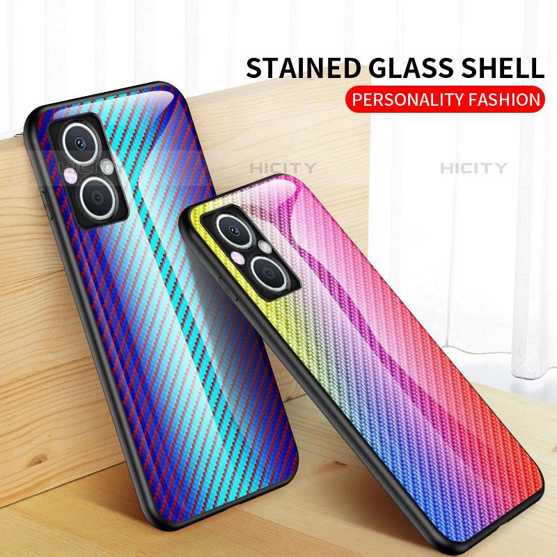 Silikon Schutzhülle Rahmen Tasche Hülle Spiegel Farbverlauf Regenbogen LS2 für Oppo Reno8 Lite 5G