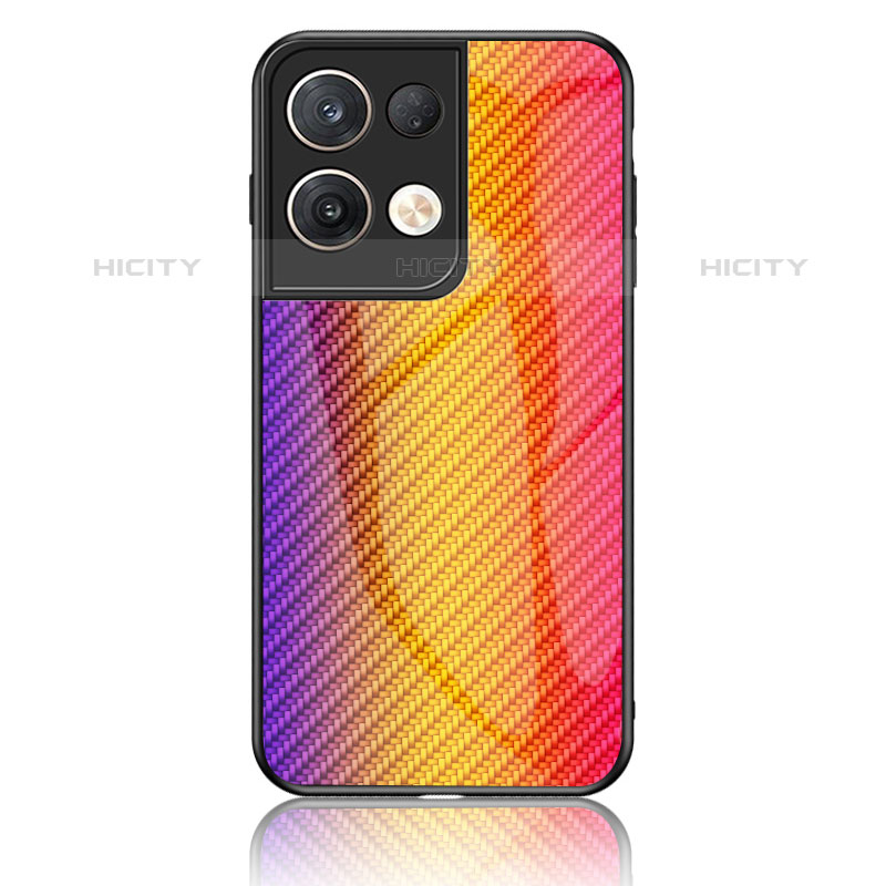 Silikon Schutzhülle Rahmen Tasche Hülle Spiegel Farbverlauf Regenbogen LS2 für Oppo Reno8 Pro 5G Orange Plus