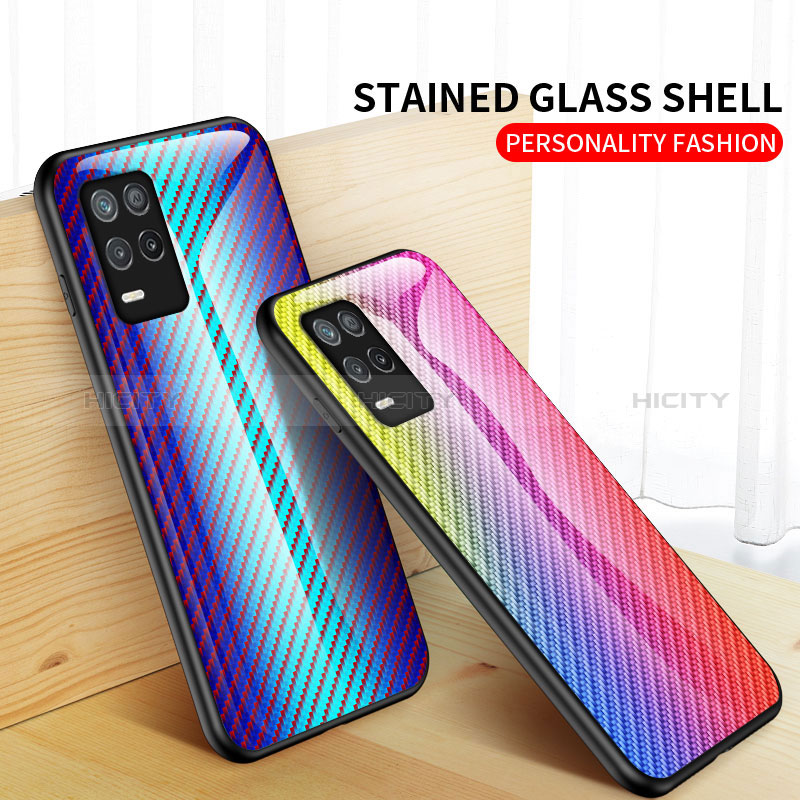 Silikon Schutzhülle Rahmen Tasche Hülle Spiegel Farbverlauf Regenbogen LS2 für Realme 8 5G groß