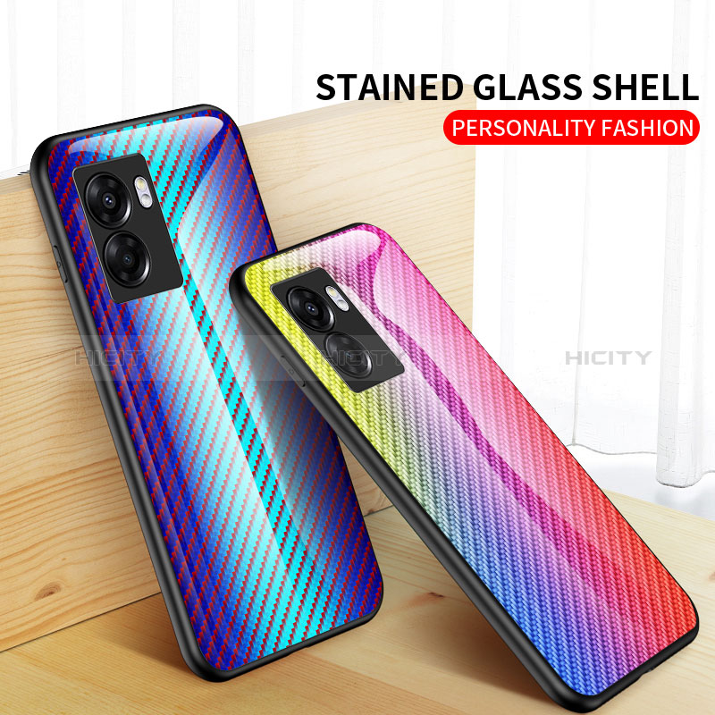 Silikon Schutzhülle Rahmen Tasche Hülle Spiegel Farbverlauf Regenbogen LS2 für Realme Q5i 5G groß