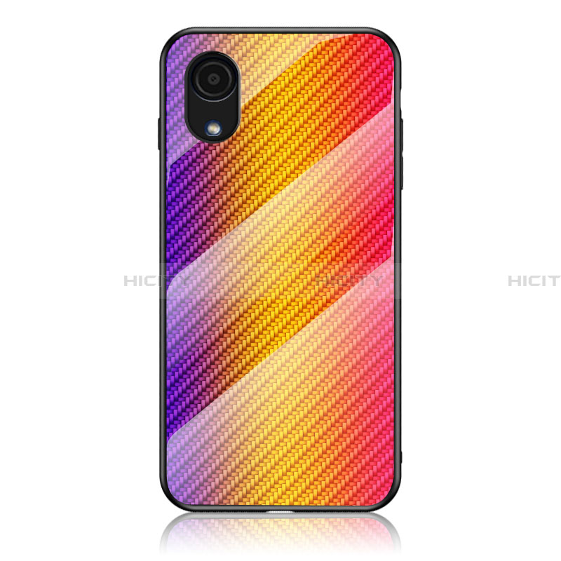 Silikon Schutzhülle Rahmen Tasche Hülle Spiegel Farbverlauf Regenbogen LS2 für Samsung Galaxy A03 Core Orange Plus