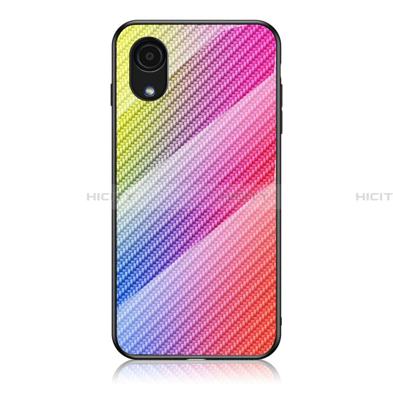 Silikon Schutzhülle Rahmen Tasche Hülle Spiegel Farbverlauf Regenbogen LS2 für Samsung Galaxy A03 Core Rosa