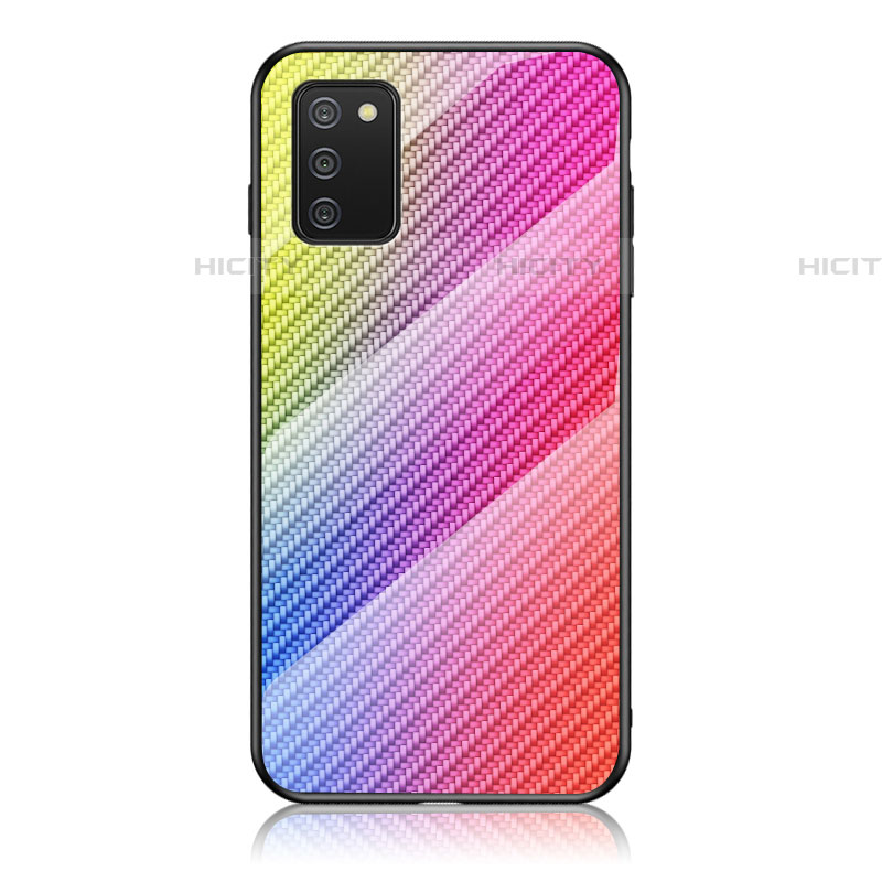 Silikon Schutzhülle Rahmen Tasche Hülle Spiegel Farbverlauf Regenbogen LS2 für Samsung Galaxy A03s Rosa Plus