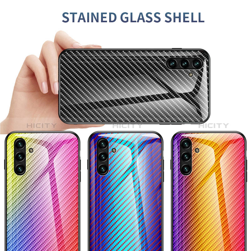 Silikon Schutzhülle Rahmen Tasche Hülle Spiegel Farbverlauf Regenbogen LS2 für Samsung Galaxy A04s groß
