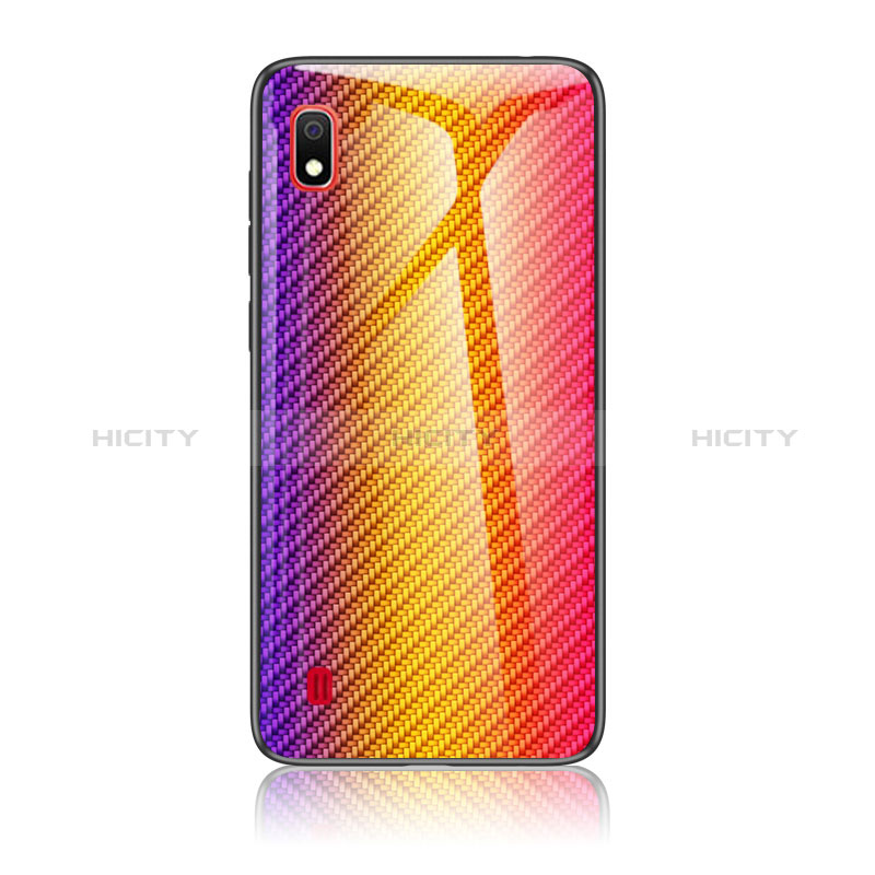 Silikon Schutzhülle Rahmen Tasche Hülle Spiegel Farbverlauf Regenbogen LS2 für Samsung Galaxy A10 Orange Plus