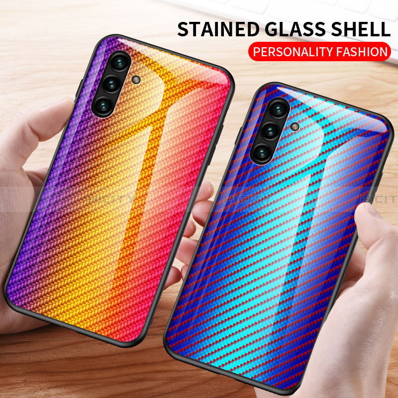 Silikon Schutzhülle Rahmen Tasche Hülle Spiegel Farbverlauf Regenbogen LS2 für Samsung Galaxy A13 5G groß