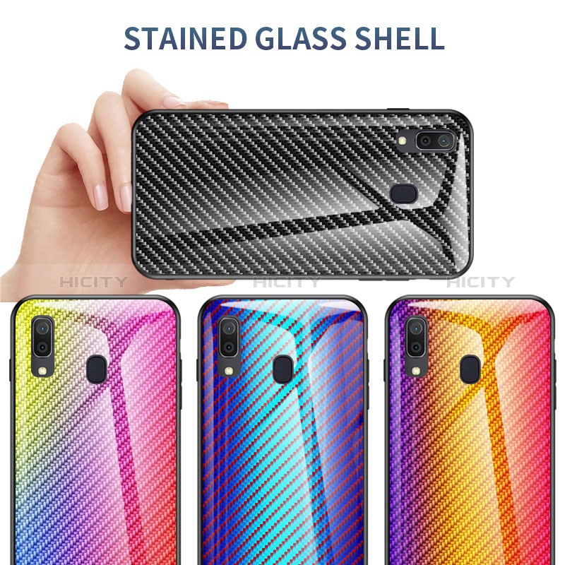 Silikon Schutzhülle Rahmen Tasche Hülle Spiegel Farbverlauf Regenbogen LS2 für Samsung Galaxy A20 groß