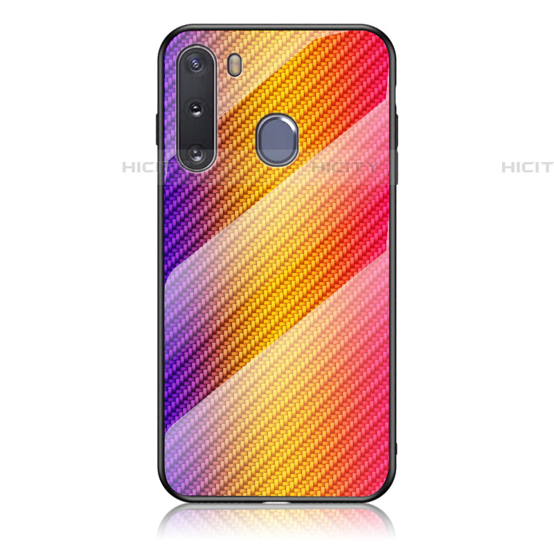 Silikon Schutzhülle Rahmen Tasche Hülle Spiegel Farbverlauf Regenbogen LS2 für Samsung Galaxy A21 European groß