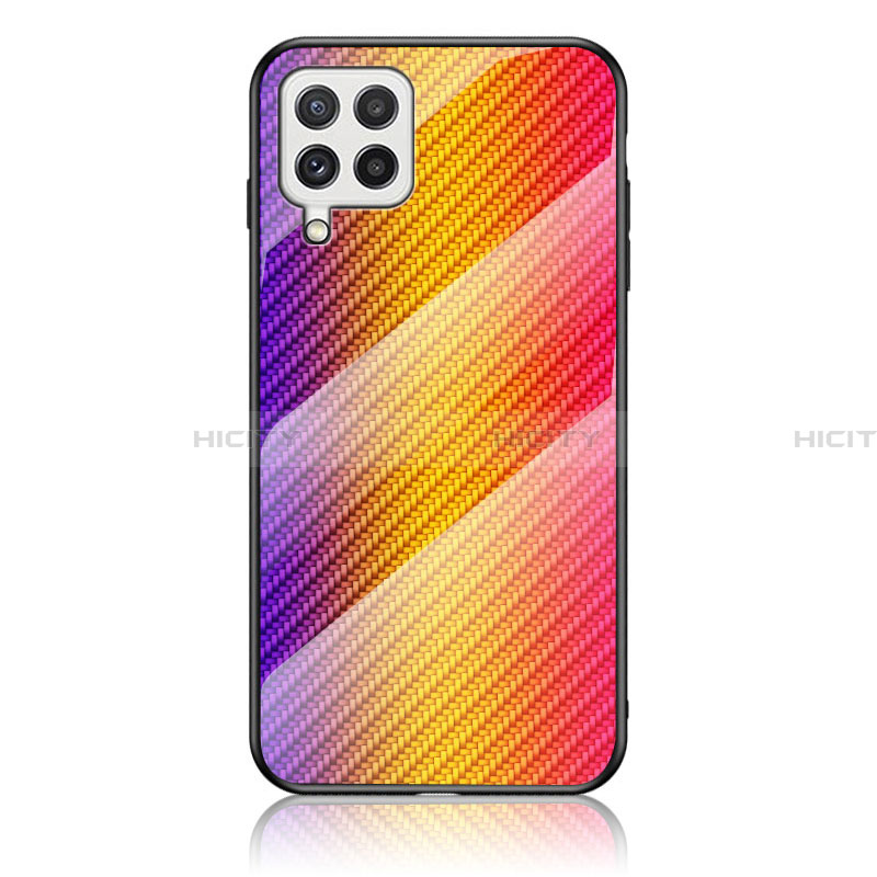 Silikon Schutzhülle Rahmen Tasche Hülle Spiegel Farbverlauf Regenbogen LS2 für Samsung Galaxy A22 4G Orange