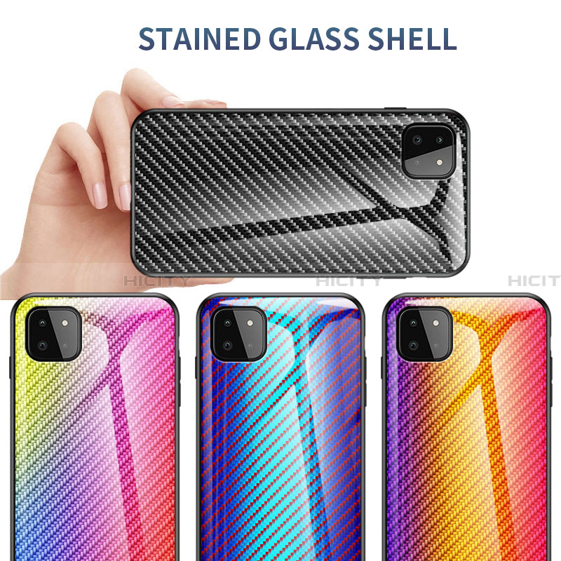 Silikon Schutzhülle Rahmen Tasche Hülle Spiegel Farbverlauf Regenbogen LS2 für Samsung Galaxy A22 5G groß