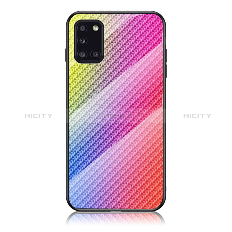 Silikon Schutzhülle Rahmen Tasche Hülle Spiegel Farbverlauf Regenbogen LS2 für Samsung Galaxy A31