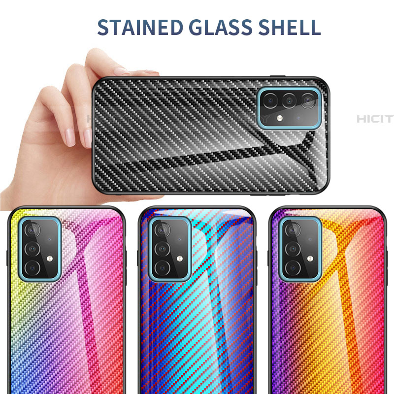 Silikon Schutzhülle Rahmen Tasche Hülle Spiegel Farbverlauf Regenbogen LS2 für Samsung Galaxy A52 5G groß