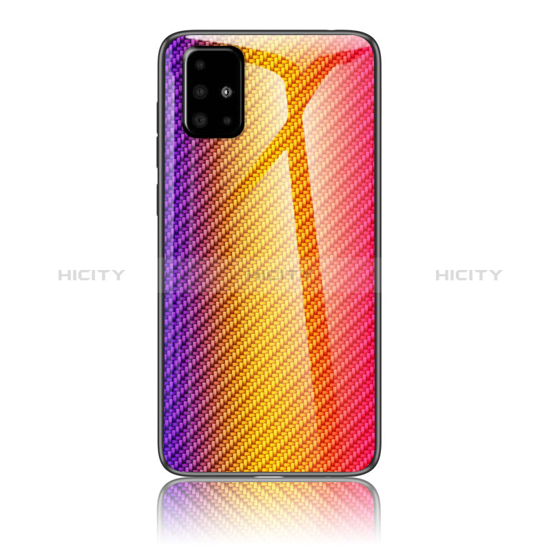 Silikon Schutzhülle Rahmen Tasche Hülle Spiegel Farbverlauf Regenbogen LS2 für Samsung Galaxy A71 4G A715 Orange Plus