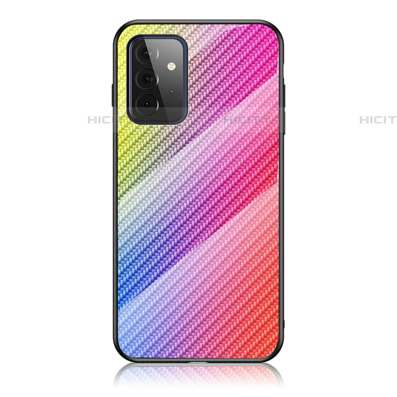 Silikon Schutzhülle Rahmen Tasche Hülle Spiegel Farbverlauf Regenbogen LS2 für Samsung Galaxy A72 4G