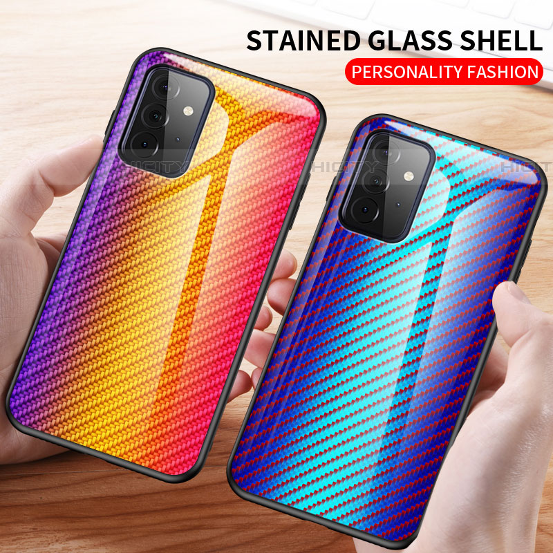 Silikon Schutzhülle Rahmen Tasche Hülle Spiegel Farbverlauf Regenbogen LS2 für Samsung Galaxy A72 5G groß