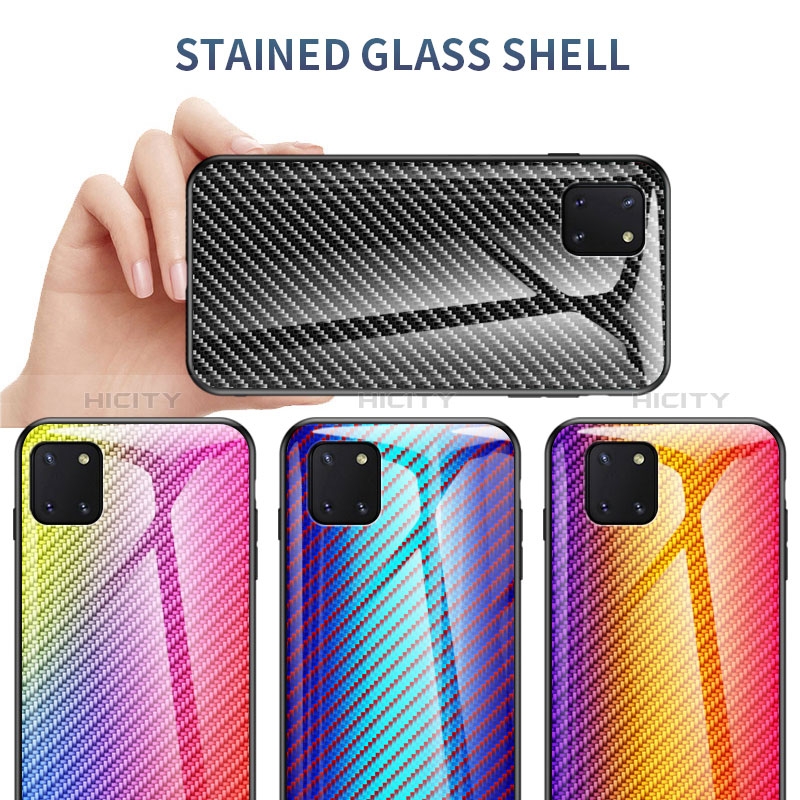 Silikon Schutzhülle Rahmen Tasche Hülle Spiegel Farbverlauf Regenbogen LS2 für Samsung Galaxy A81 groß