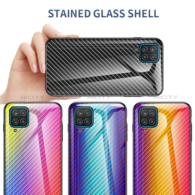 Silikon Schutzhülle Rahmen Tasche Hülle Spiegel Farbverlauf Regenbogen LS2 für Samsung Galaxy F12 groß