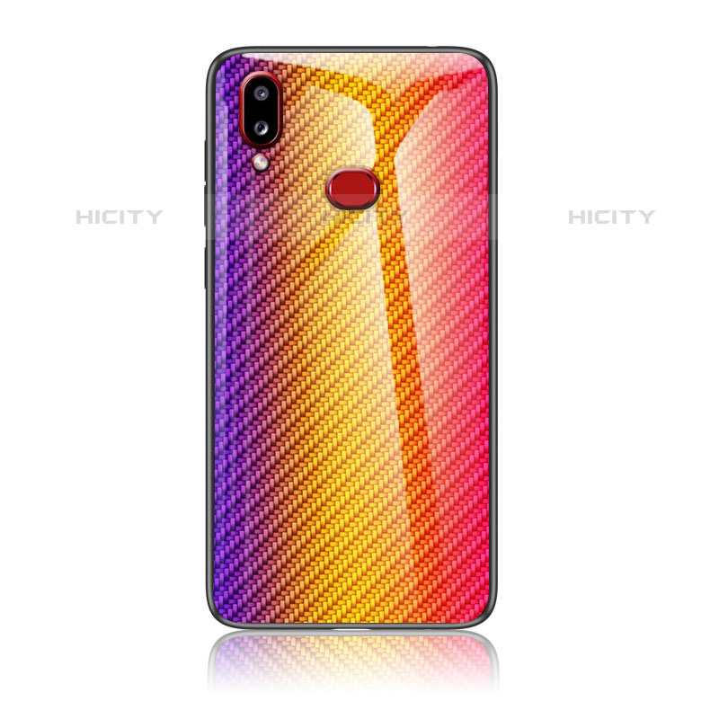 Silikon Schutzhülle Rahmen Tasche Hülle Spiegel Farbverlauf Regenbogen LS2 für Samsung Galaxy M01s Orange