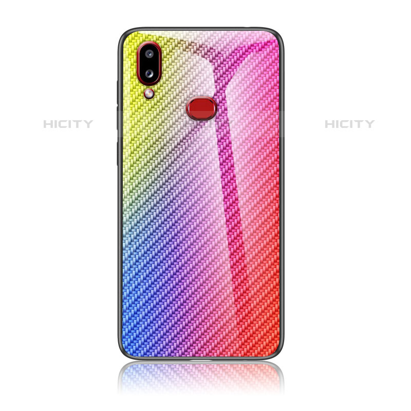 Silikon Schutzhülle Rahmen Tasche Hülle Spiegel Farbverlauf Regenbogen LS2 für Samsung Galaxy M01s Rosa