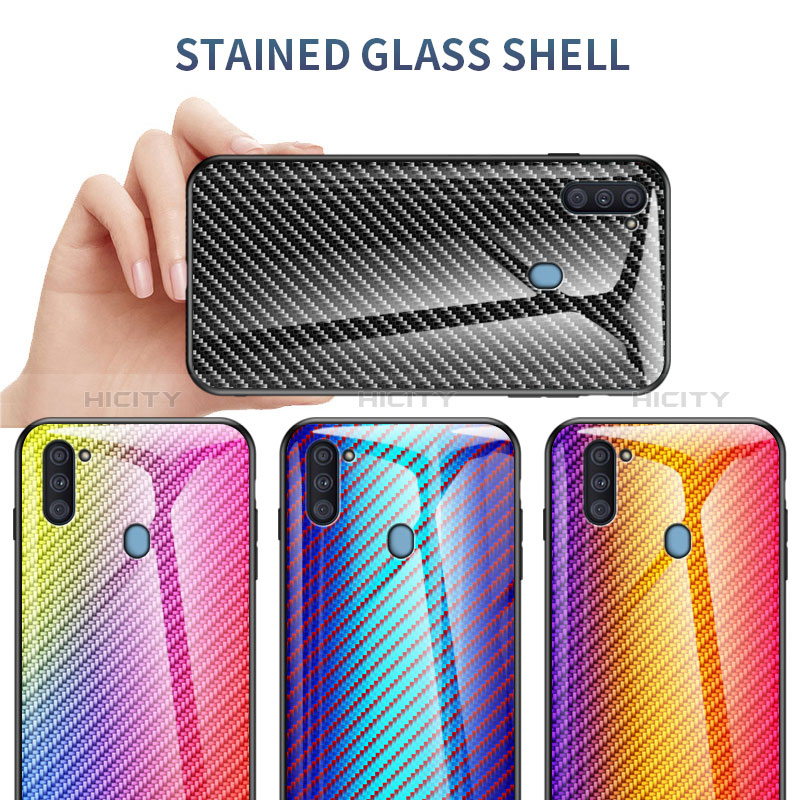 Silikon Schutzhülle Rahmen Tasche Hülle Spiegel Farbverlauf Regenbogen LS2 für Samsung Galaxy M11
