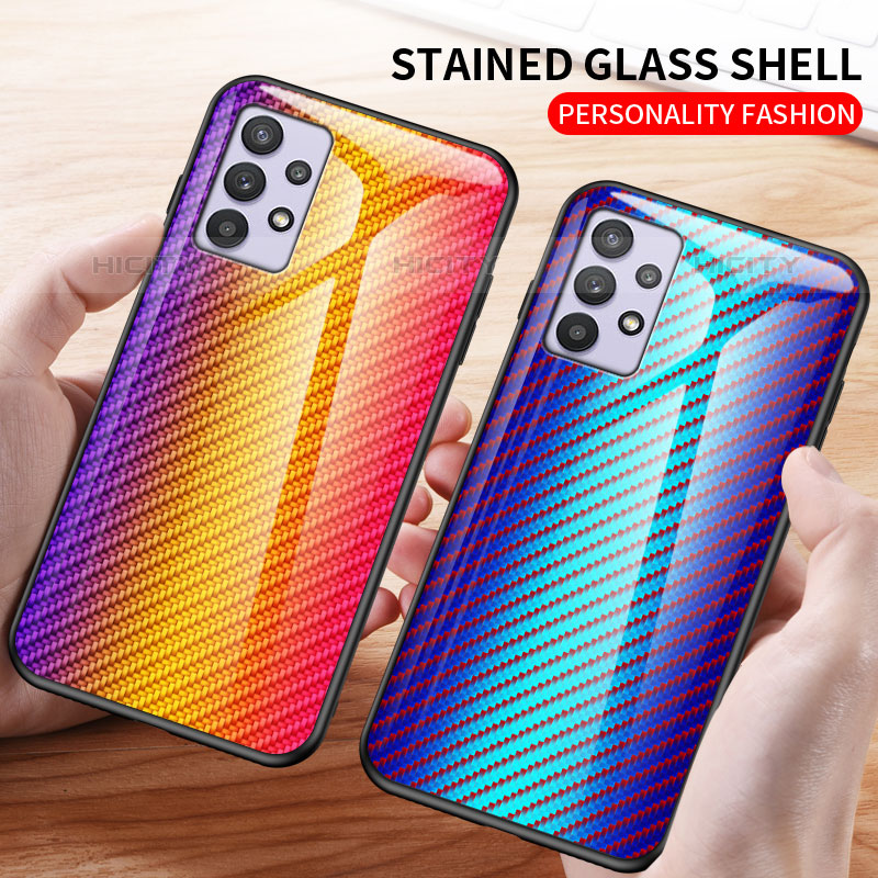 Silikon Schutzhülle Rahmen Tasche Hülle Spiegel Farbverlauf Regenbogen LS2 für Samsung Galaxy M32 5G groß