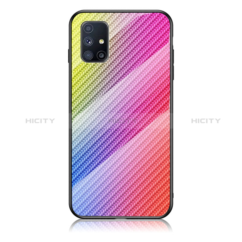 Silikon Schutzhülle Rahmen Tasche Hülle Spiegel Farbverlauf Regenbogen LS2 für Samsung Galaxy M51 groß