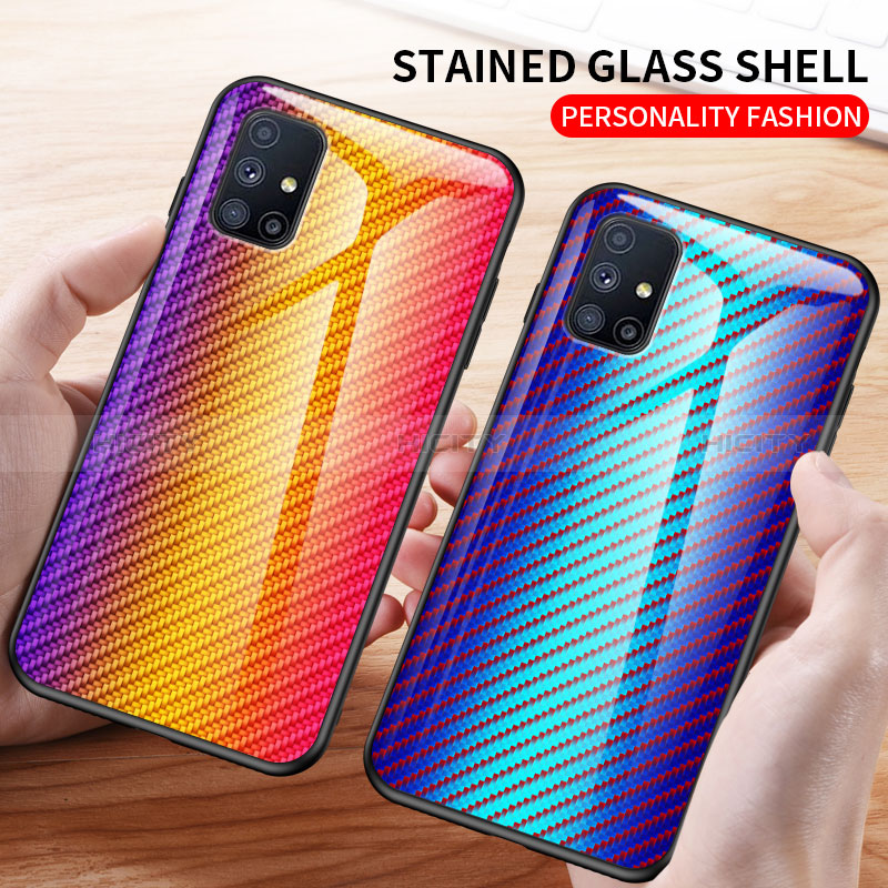 Silikon Schutzhülle Rahmen Tasche Hülle Spiegel Farbverlauf Regenbogen LS2 für Samsung Galaxy M51