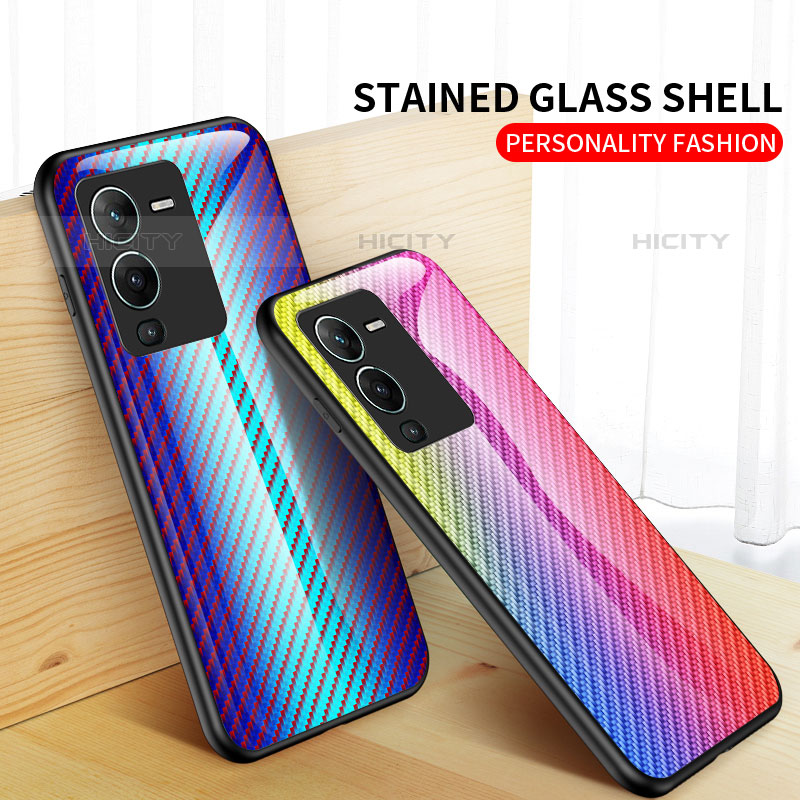 Silikon Schutzhülle Rahmen Tasche Hülle Spiegel Farbverlauf Regenbogen LS2 für Vivo V25 Pro 5G groß
