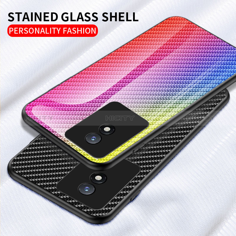 Silikon Schutzhülle Rahmen Tasche Hülle Spiegel Farbverlauf Regenbogen LS2 für Vivo Y02 groß