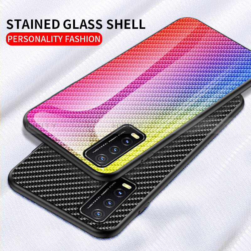 Silikon Schutzhülle Rahmen Tasche Hülle Spiegel Farbverlauf Regenbogen LS2 für Vivo Y20 groß