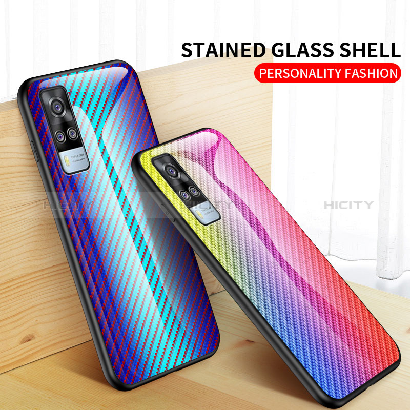 Silikon Schutzhülle Rahmen Tasche Hülle Spiegel Farbverlauf Regenbogen LS2 für Vivo Y53s NFC groß