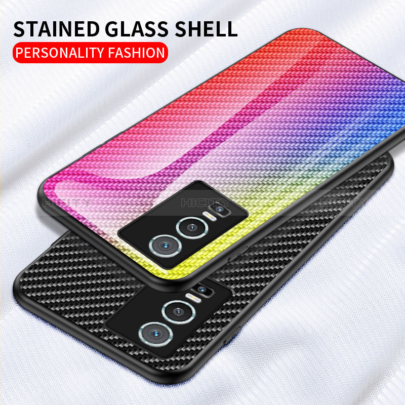 Silikon Schutzhülle Rahmen Tasche Hülle Spiegel Farbverlauf Regenbogen LS2 für Vivo Y76s 5G groß