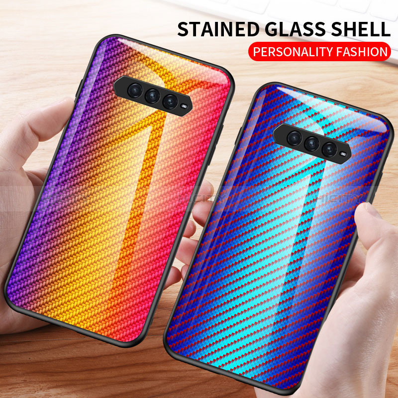 Silikon Schutzhülle Rahmen Tasche Hülle Spiegel Farbverlauf Regenbogen LS2 für Xiaomi Black Shark 4 5G groß