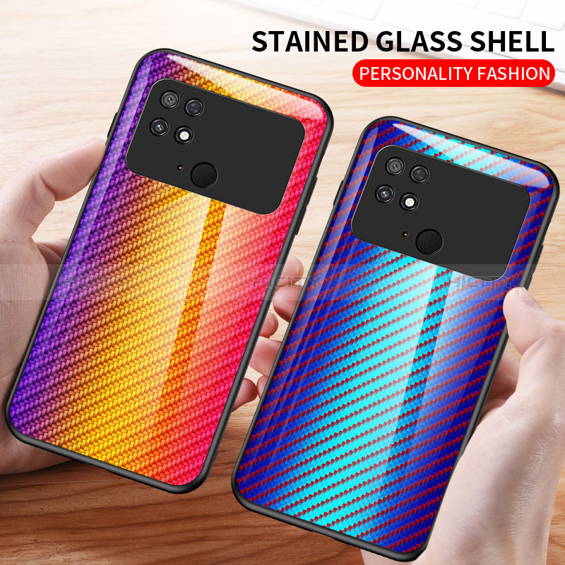 Silikon Schutzhülle Rahmen Tasche Hülle Spiegel Farbverlauf Regenbogen LS2 für Xiaomi Poco C40 groß